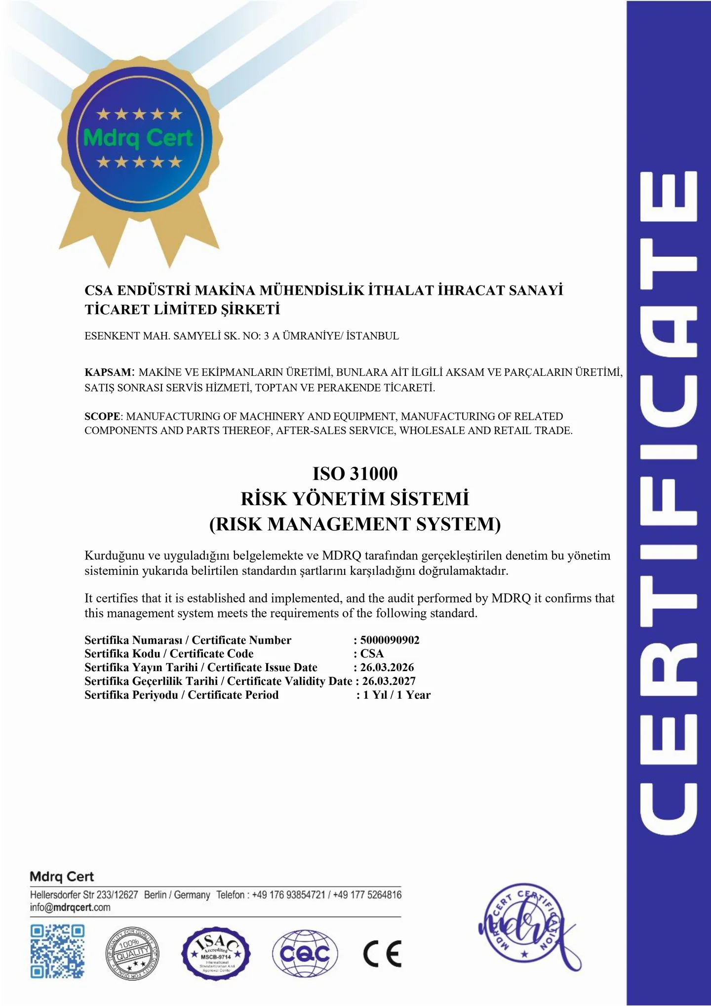 ISO 31000 belgesi